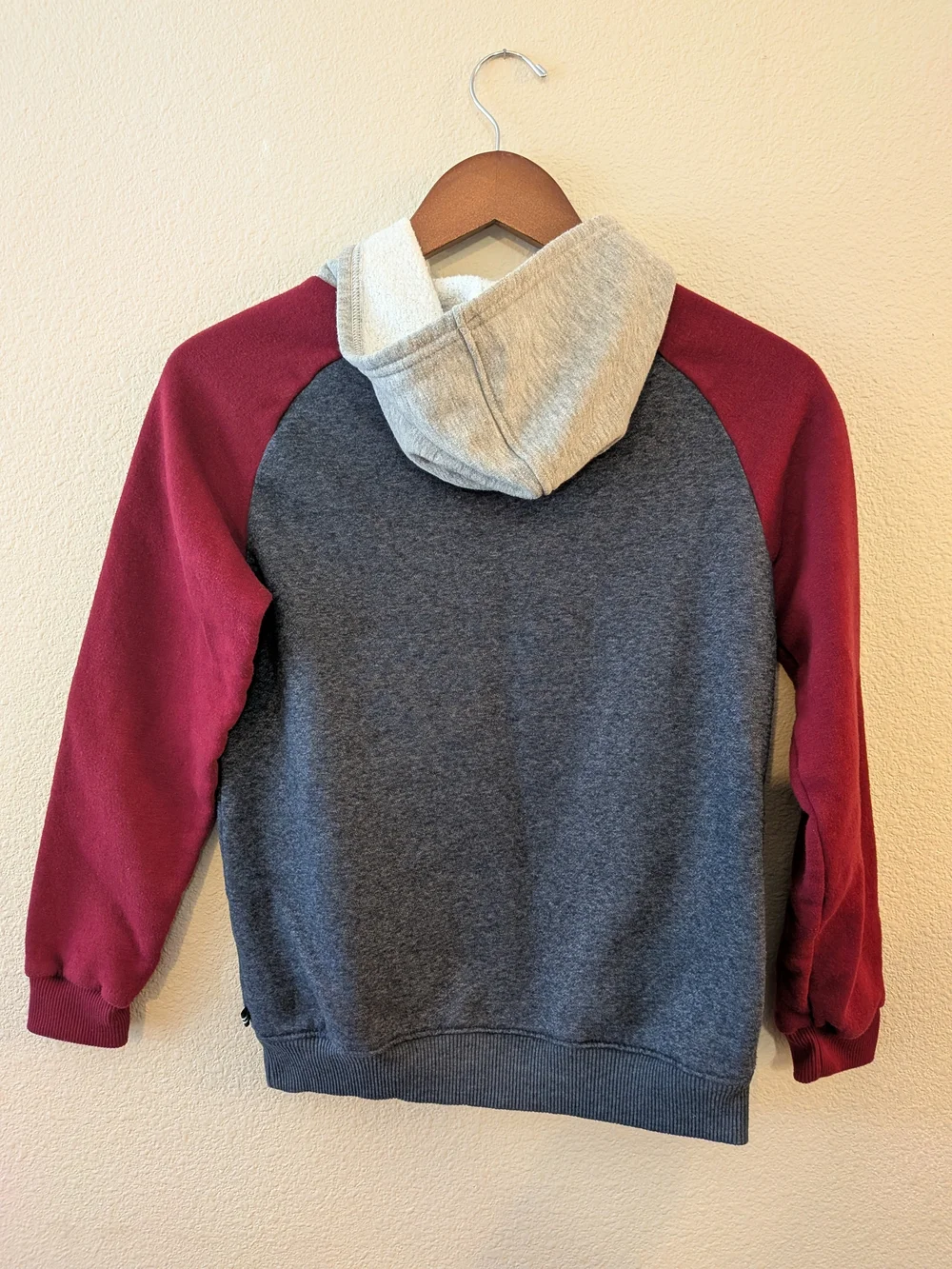 Nautica Gray & Burgundy Raglan Hooded Pullover